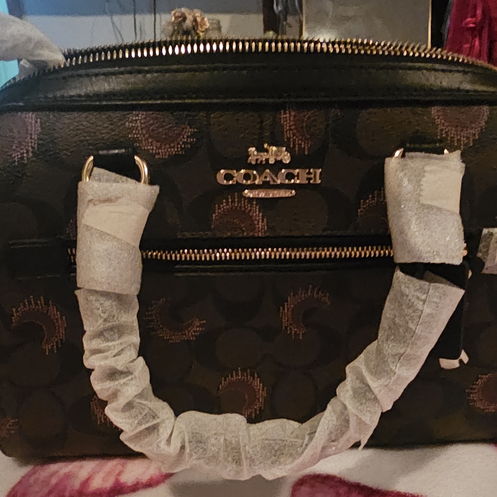 Coach Brown and  Purple Moons On Women's Bag